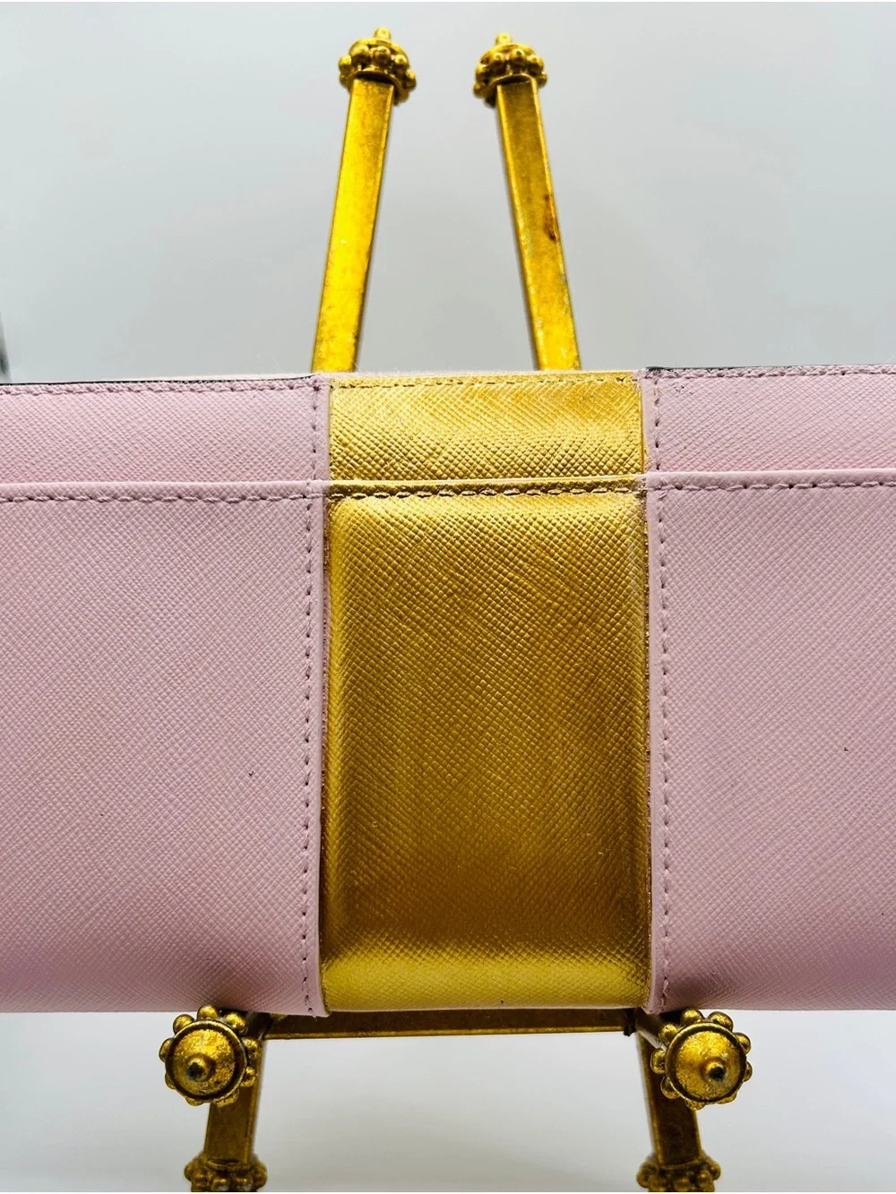 Kate Spade Pink and Gold Zip-Around Saffiano Wallet Good Condition